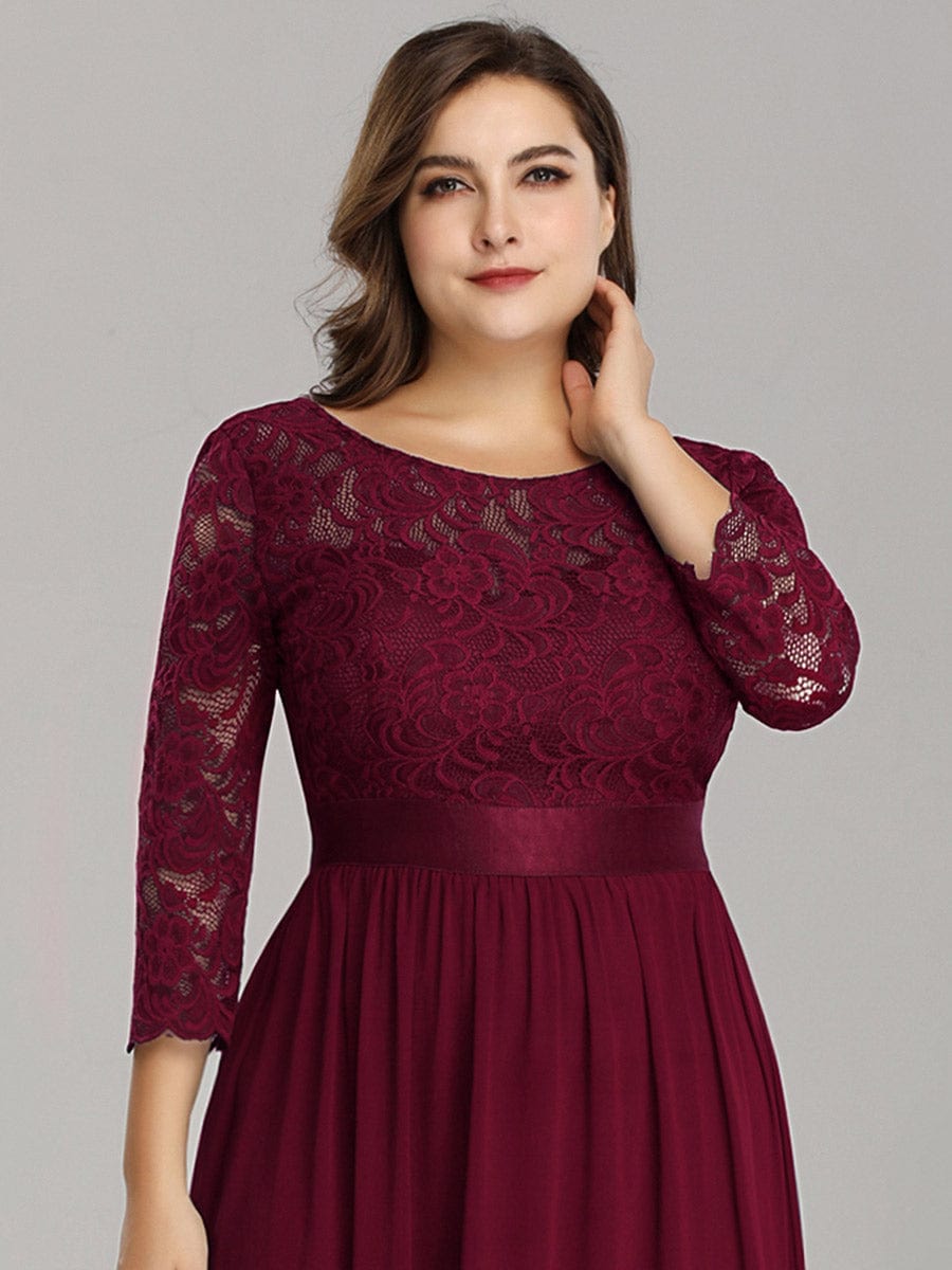 Elegant Lace Long Sleeve Plus Size Bridesmaid Gown