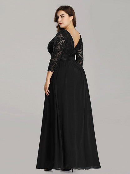 Elegant Lace Long Sleeve Plus Size Bridesmaid Gown