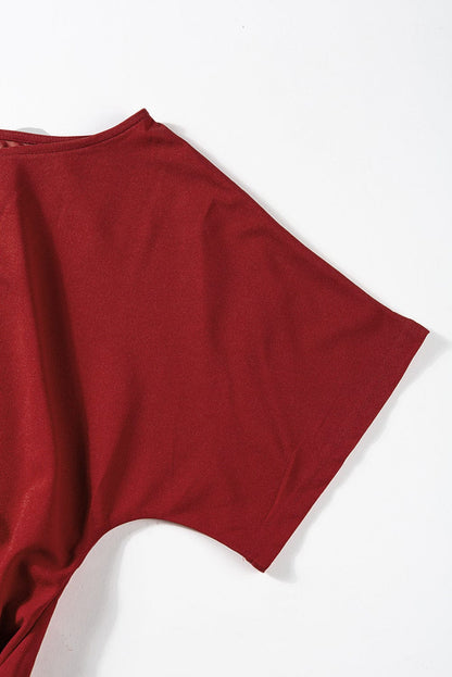 Elegant Lace-up Short-sleeved Women's Romper