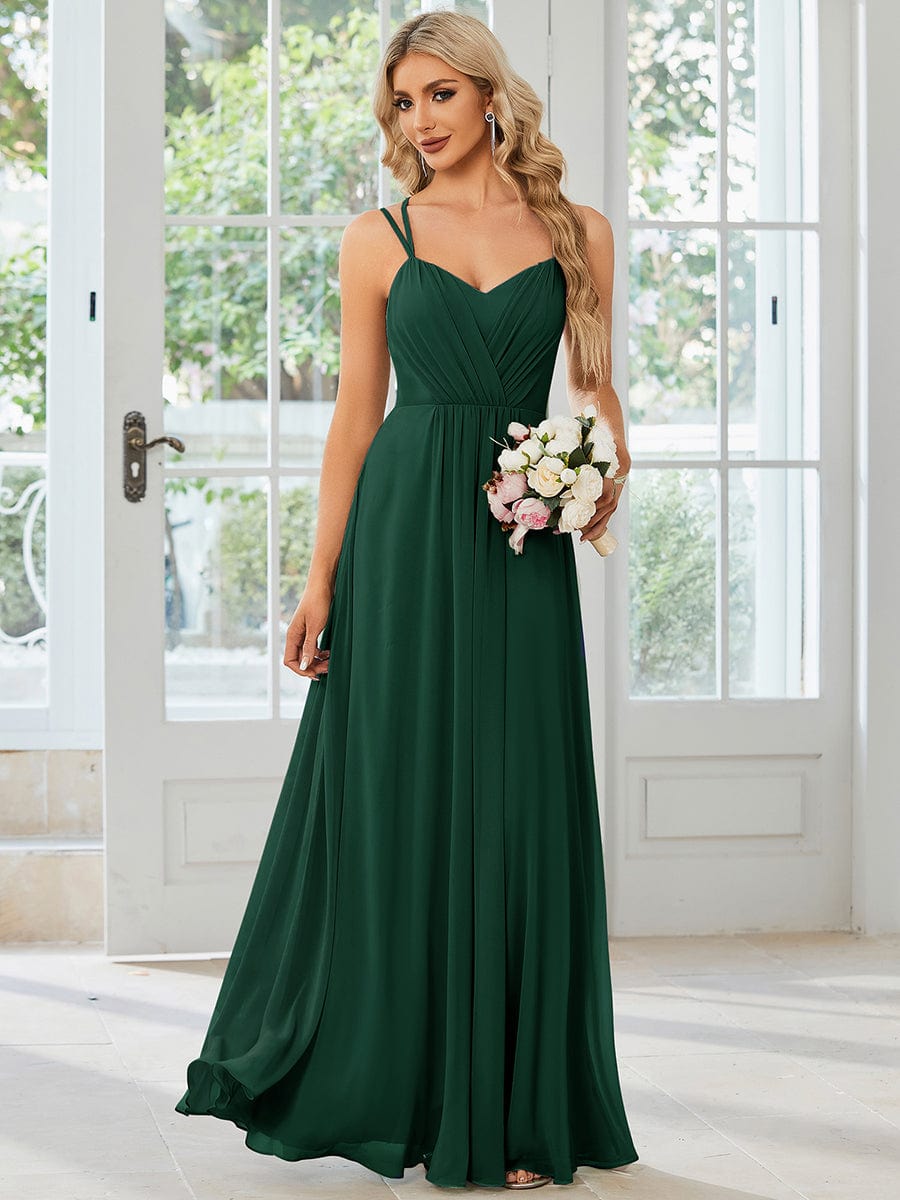 Elegant Lace V-Back Chiffon Bridesmaid Gown with Wholesome Charm