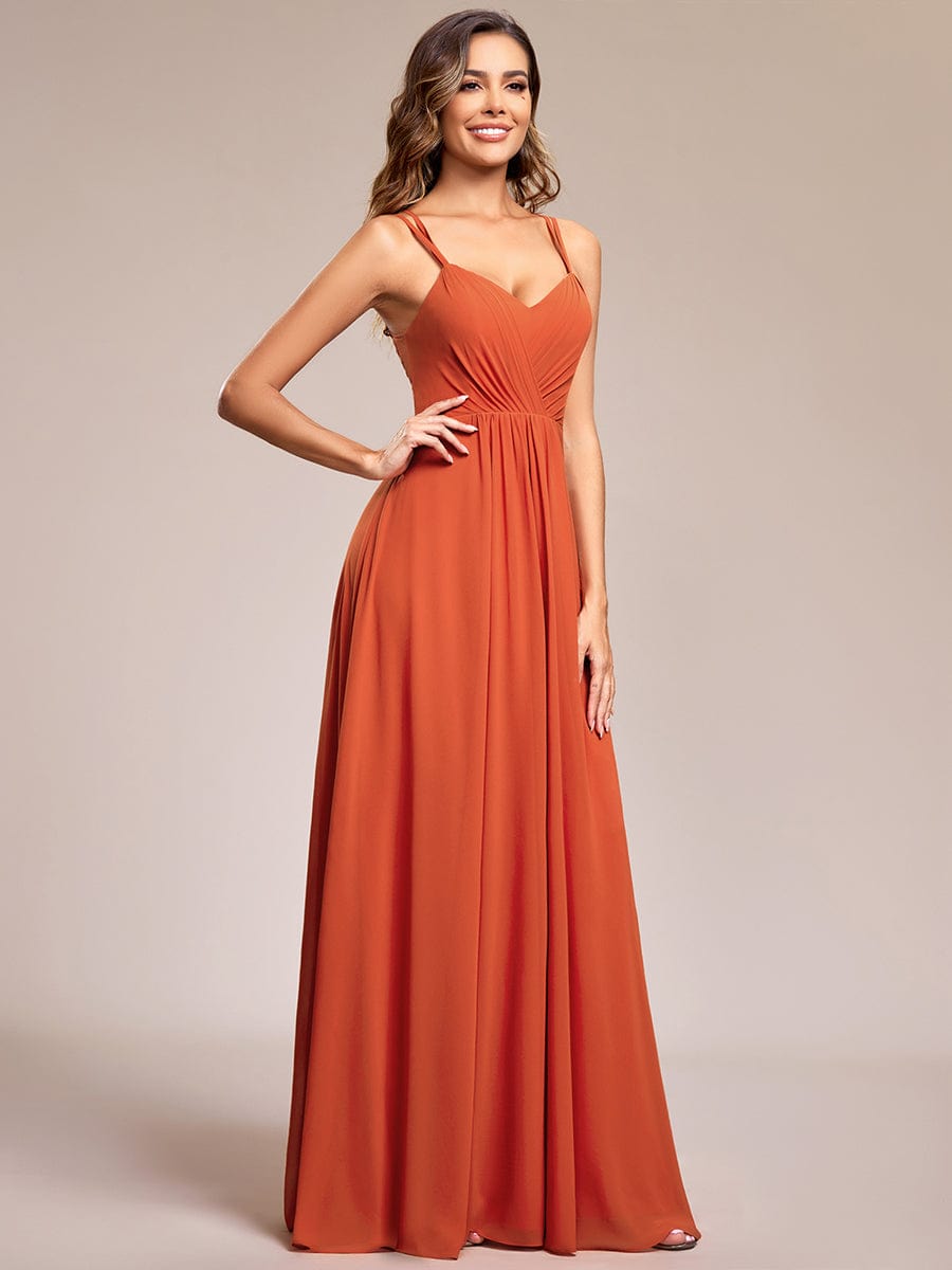 Elegant Lace V-Back Chiffon Bridesmaid Gown with Wholesome Charm