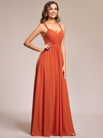 Elegant Lace V-Back Chiffon Bridesmaid Gown with Wholesome Charm