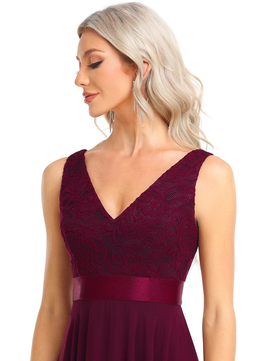 Elegant Lace V Neck Chiffon Prom Dresses for Women