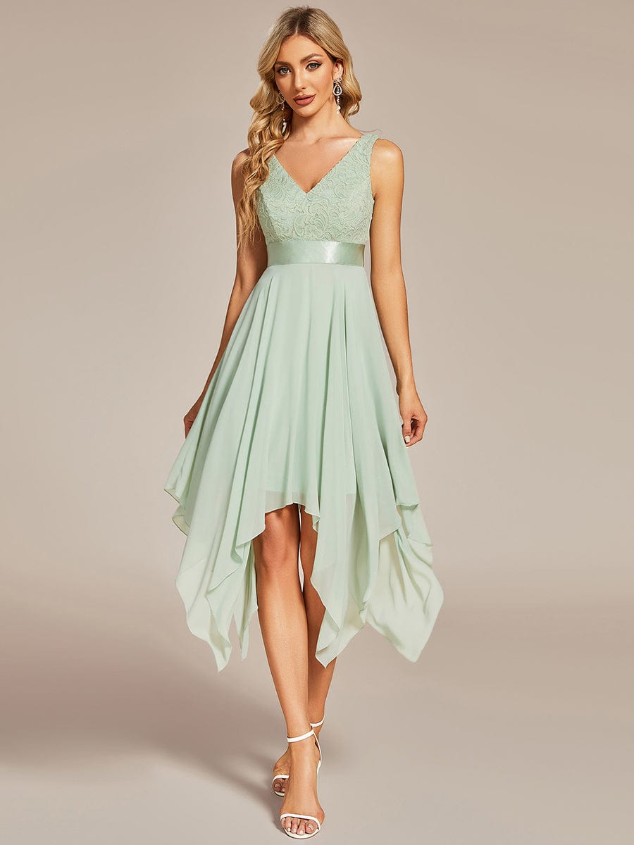 Elegant Lace V Neck Chiffon Prom Dresses for Women