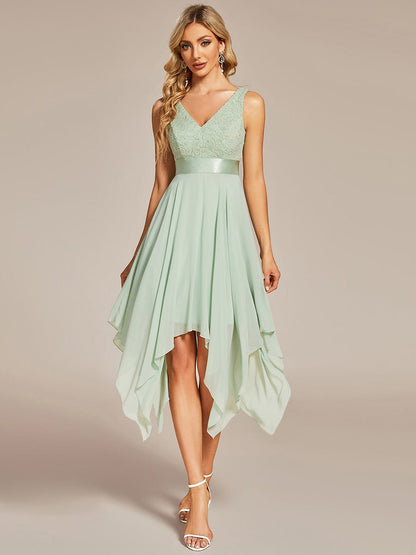 Elegant Lace V Neck Chiffon Prom Dresses for Women