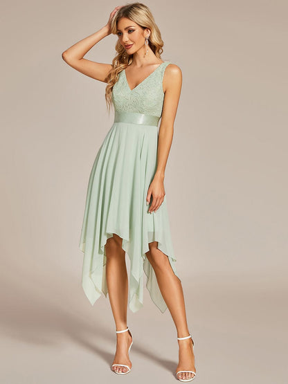 Elegant Lace V Neck Chiffon Prom Dresses for Women