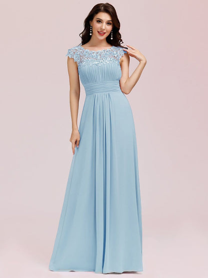 Elegant Lacey Neckline Chiffon Evening Gown for Plus Size Women