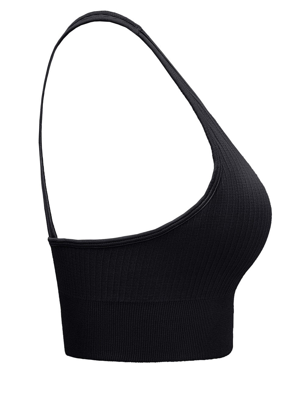 Elegant Light Blue Ribbed Racerback Yoga Sports Bra