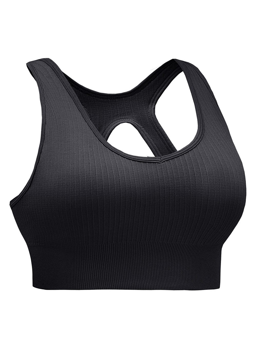 Elegant Light Blue Ribbed Racerback Yoga Sports Bra