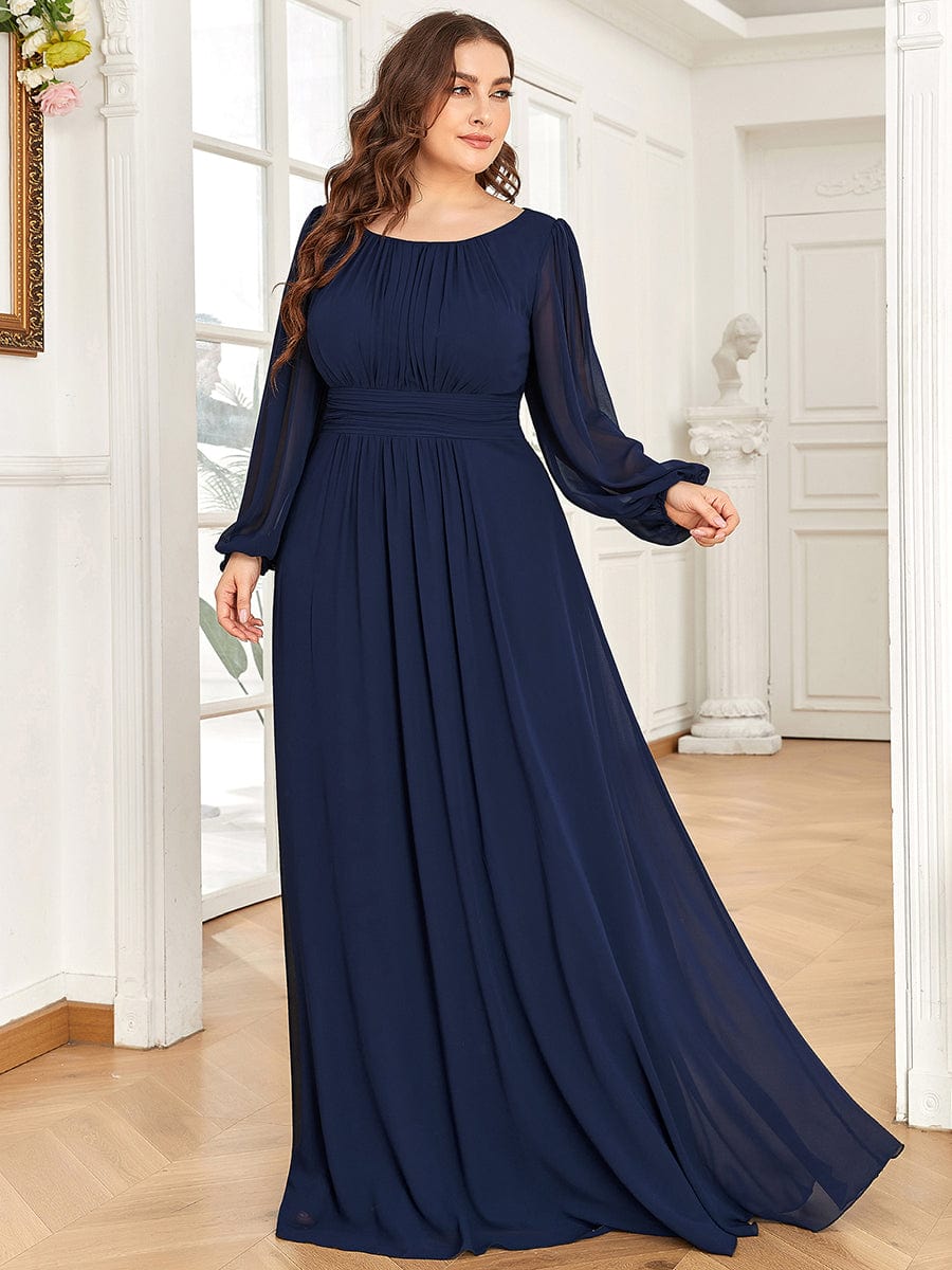 Elegant Long Lantern Sleeve A-Line Bridesmaid Gown