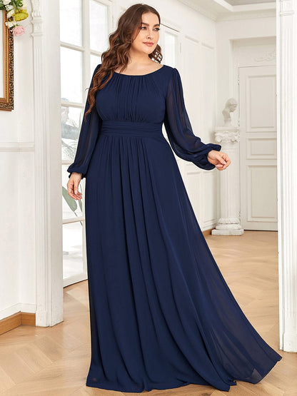 Elegant Long Lantern Sleeve A-Line Bridesmaid Gown