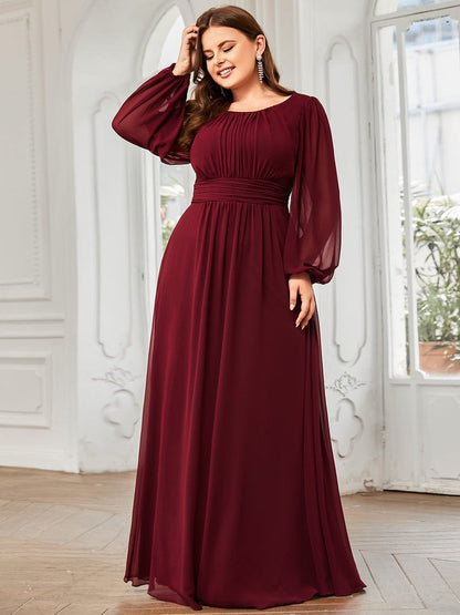 Elegant Long Lantern Sleeve A-Line Bridesmaid Gown