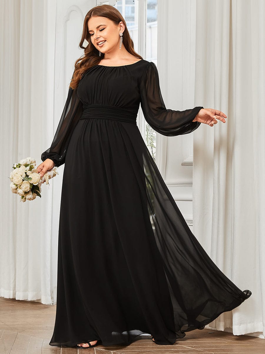 Elegant Long Lantern Sleeve A-Line Bridesmaid Gown