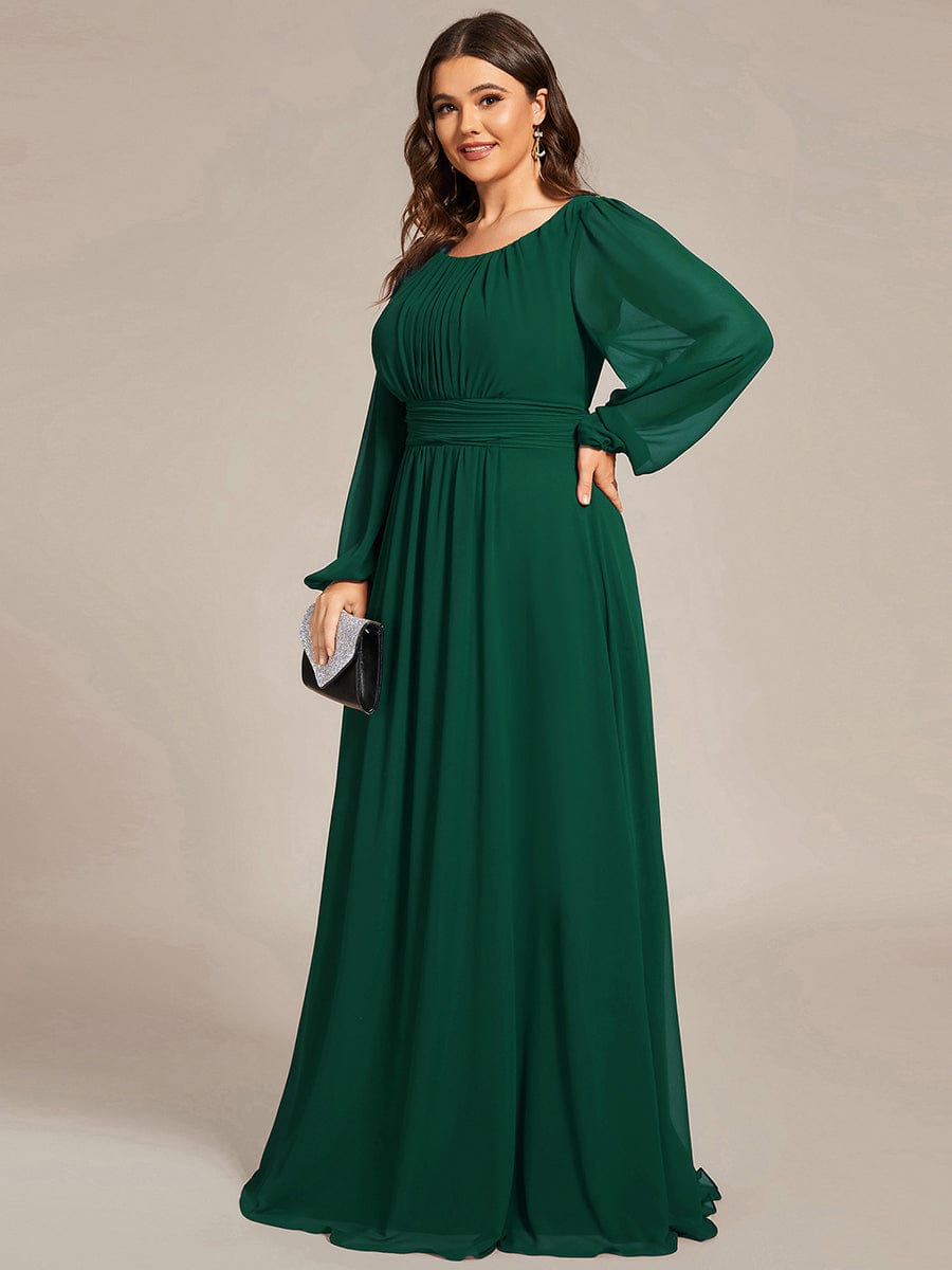 Elegant Long Lantern Sleeve A-Line Bridesmaid Gown