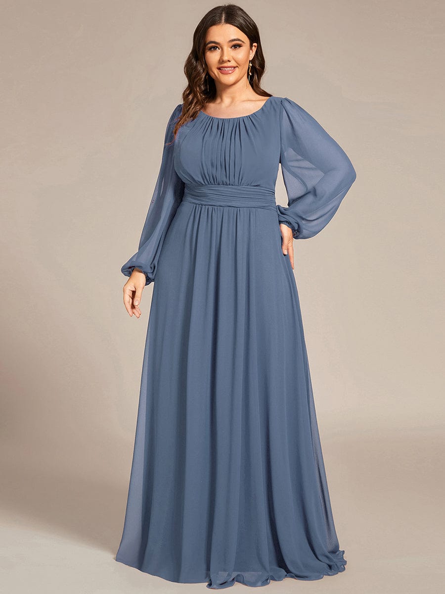 Elegant Long Lantern Sleeve A-Line Bridesmaid Gown