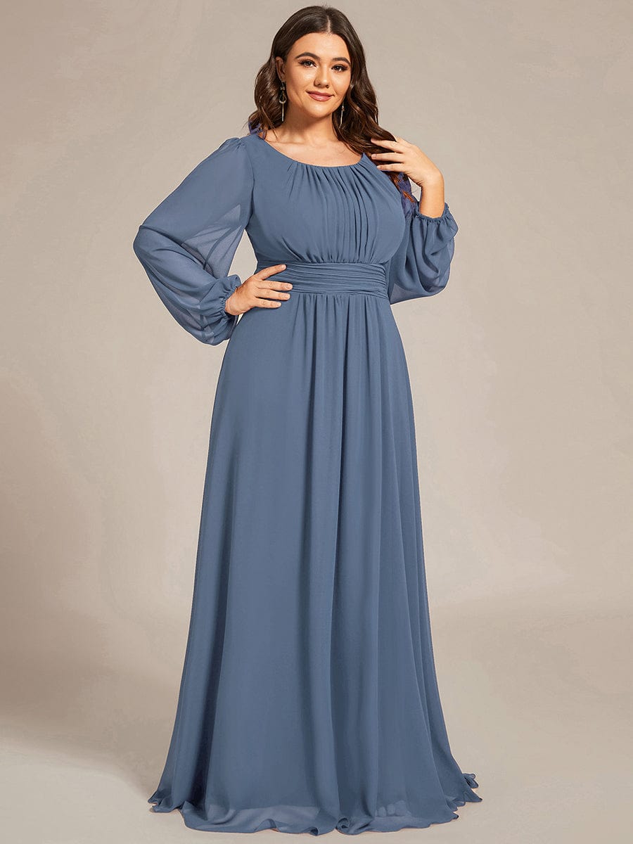 Elegant Long Lantern Sleeve A-Line Bridesmaid Gown