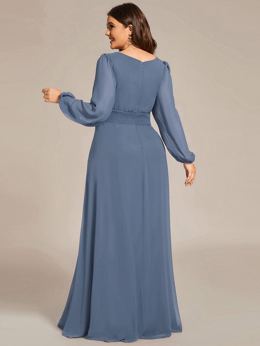 Elegant Long Lantern Sleeve A-Line Bridesmaid Gown