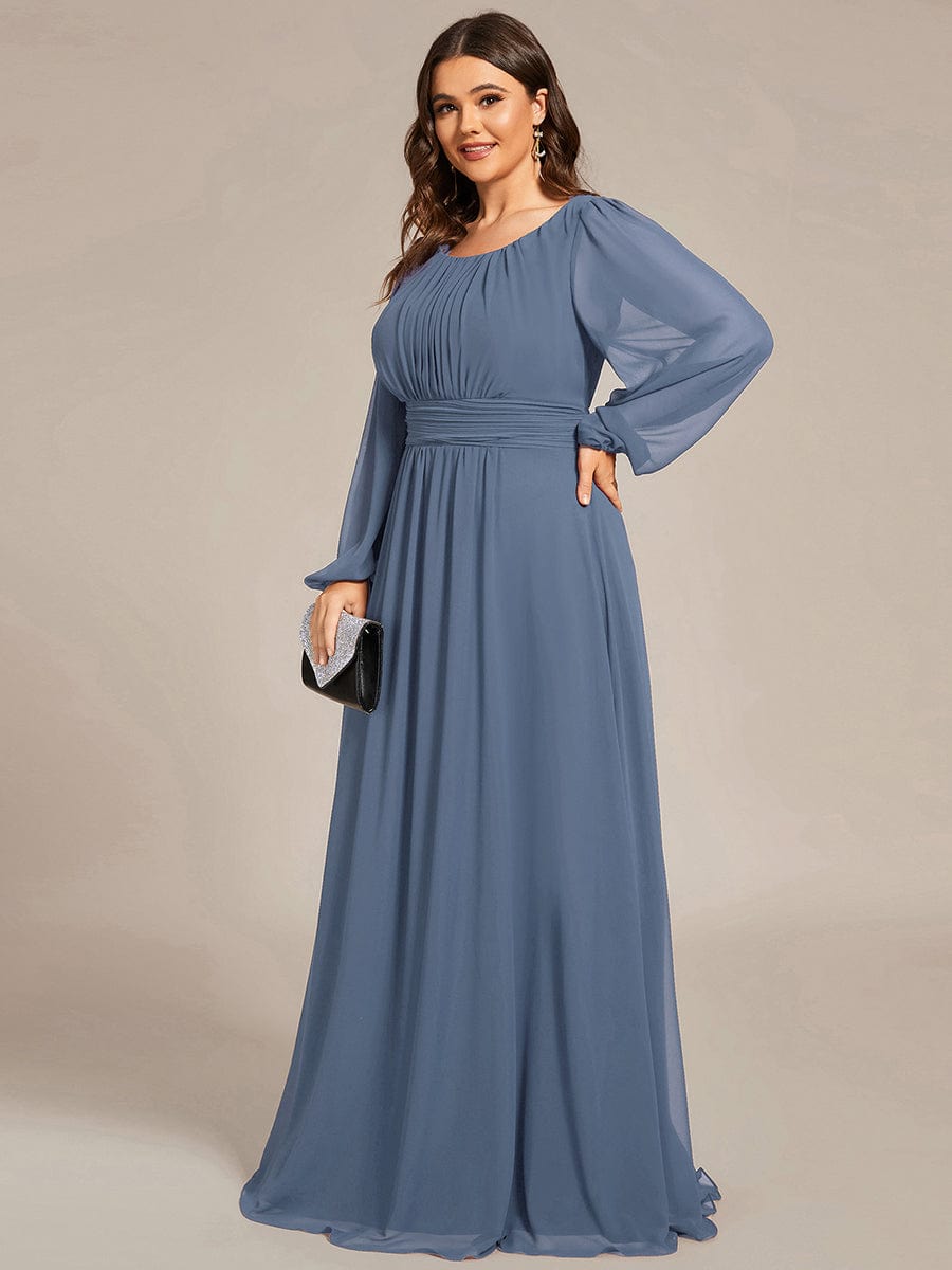 Elegant Long Lantern Sleeve A-Line Bridesmaid Gown