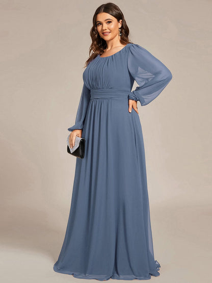 Elegant Long Lantern Sleeve A-Line Bridesmaid Gown