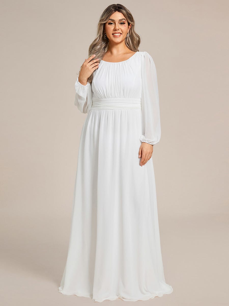 Elegant Long Lantern Sleeve A-Line Bridesmaid Gown