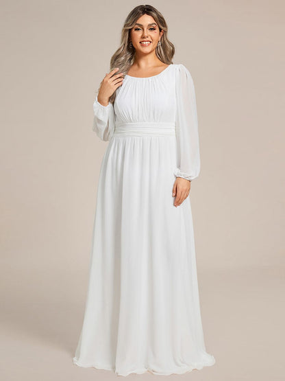 Elegant Long Lantern Sleeve A-Line Bridesmaid Gown
