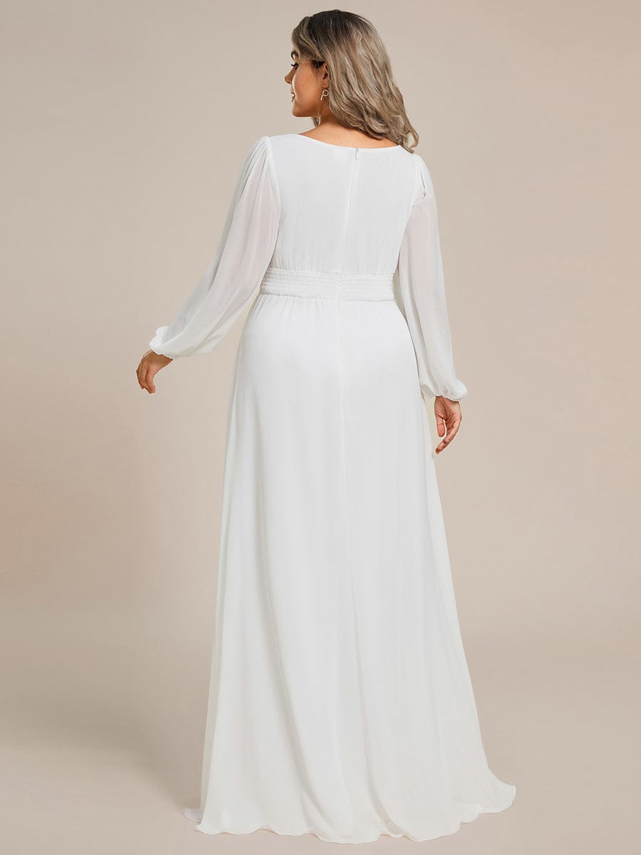 Elegant Long Lantern Sleeve A-Line Bridesmaid Gown