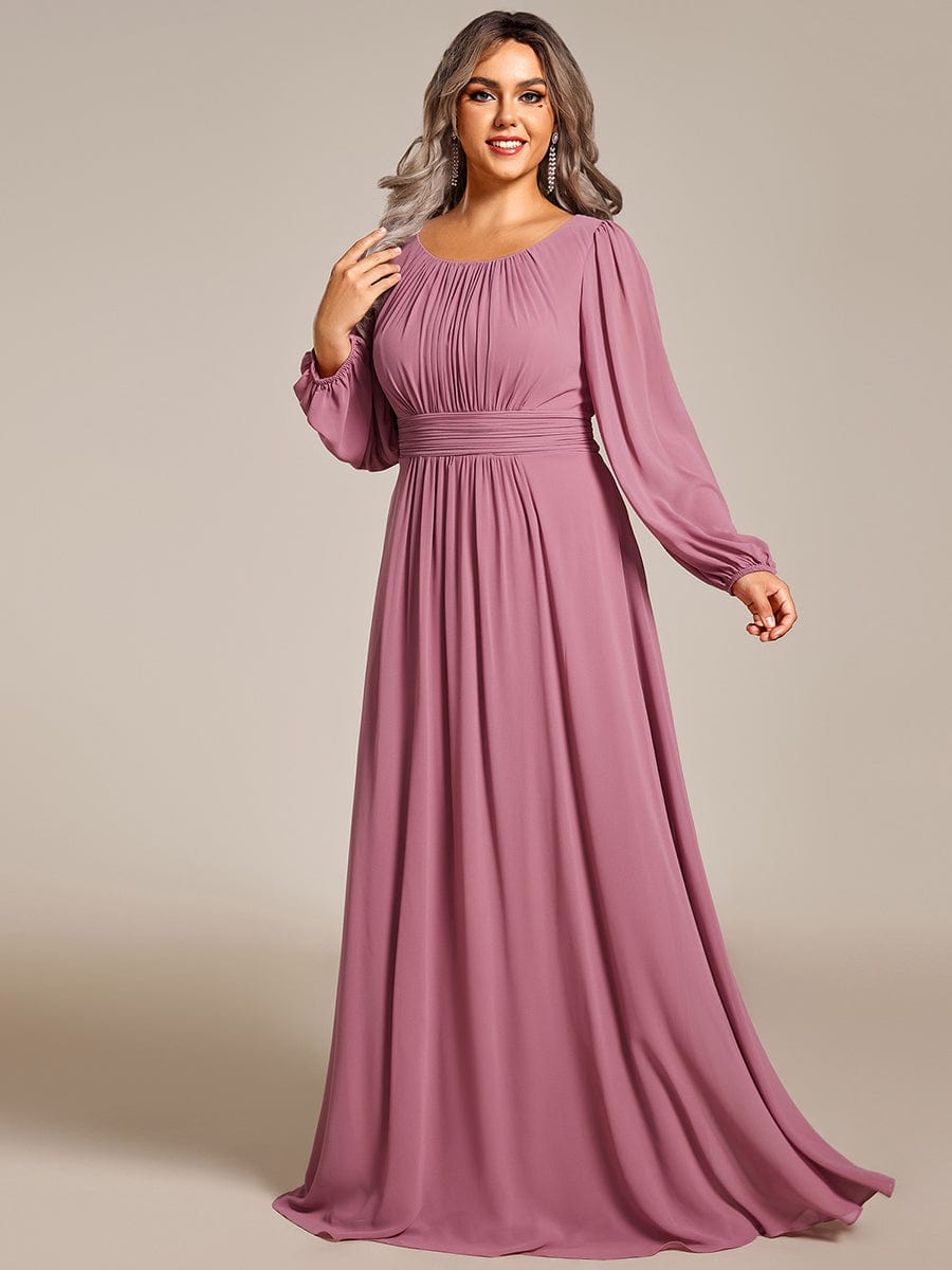 Elegant Long Lantern Sleeve A-Line Bridesmaid Gown