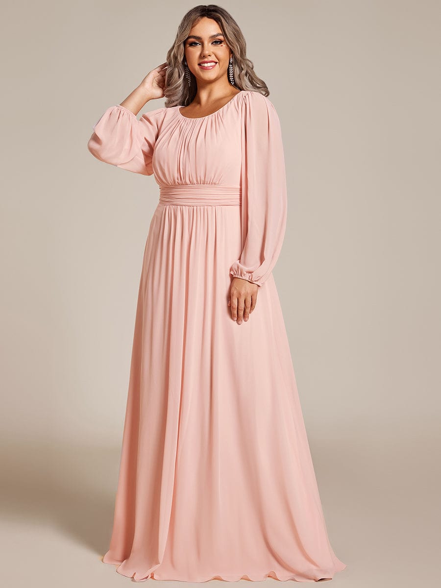 Elegant Long Lantern Sleeve A-Line Bridesmaid Gown