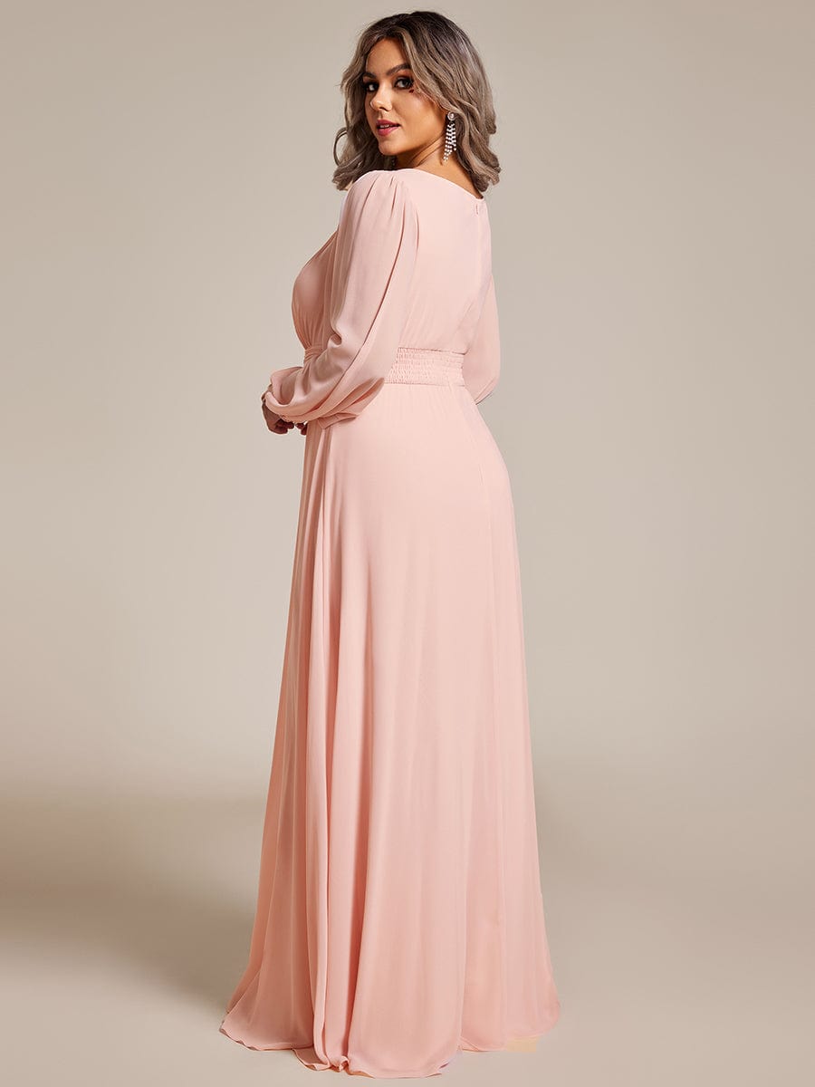 Elegant Long Lantern Sleeve A-Line Bridesmaid Gown