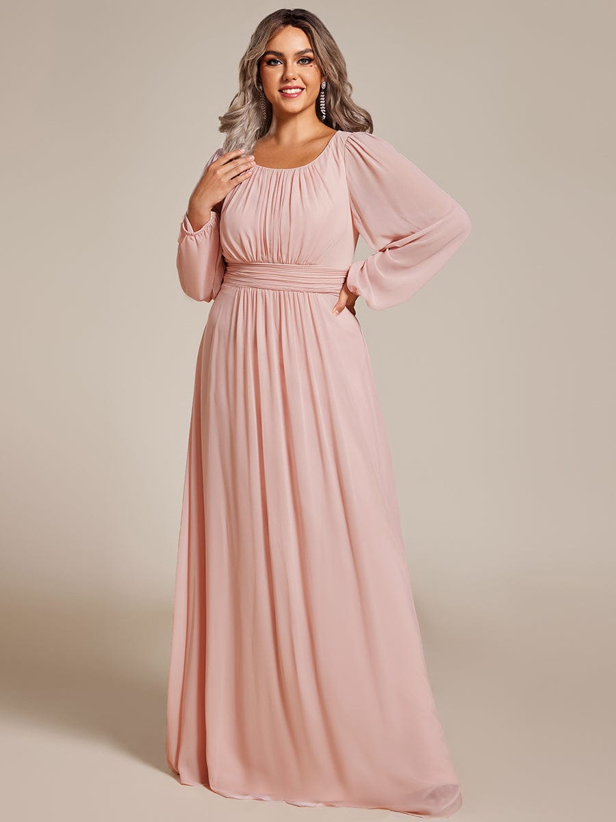 Elegant Long Lantern Sleeve A-Line Bridesmaid Gown
