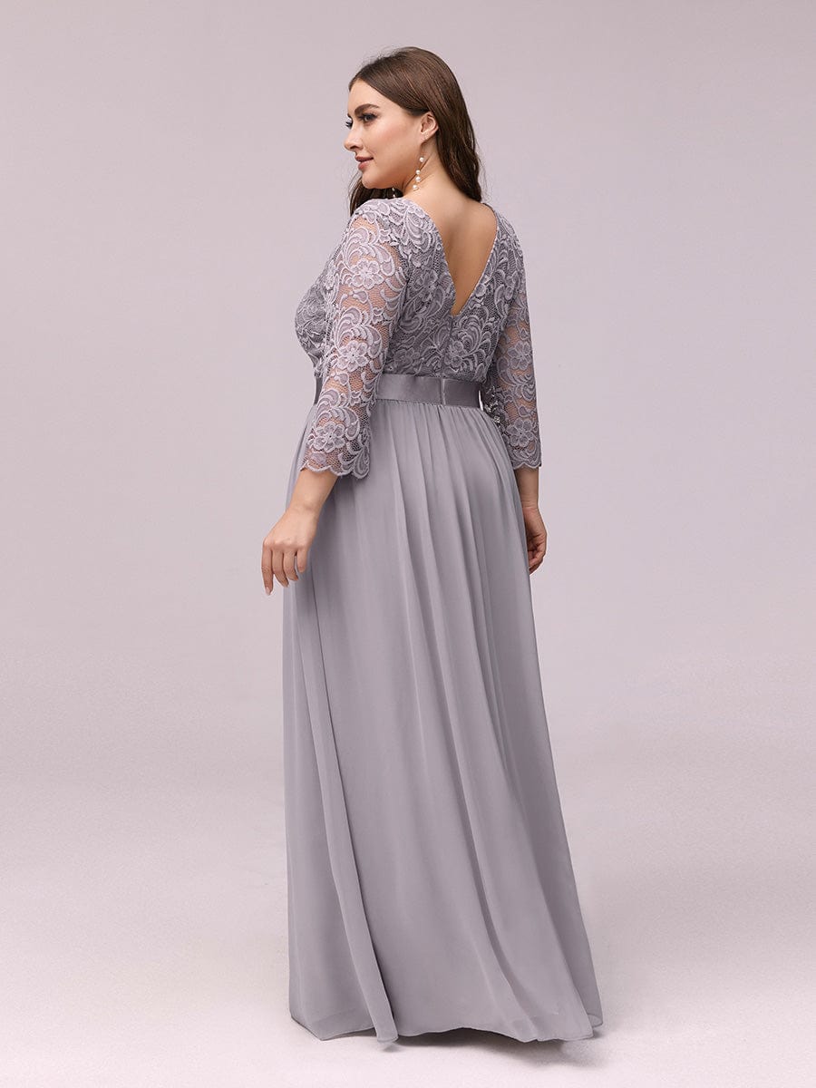 Elegant Long Sleeve Lace Plus Size Bridesmaid Dress