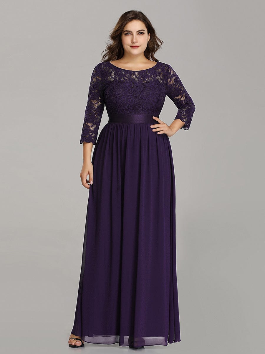 Elegant Long Sleeve Lace Plus Size Bridesmaid Dress