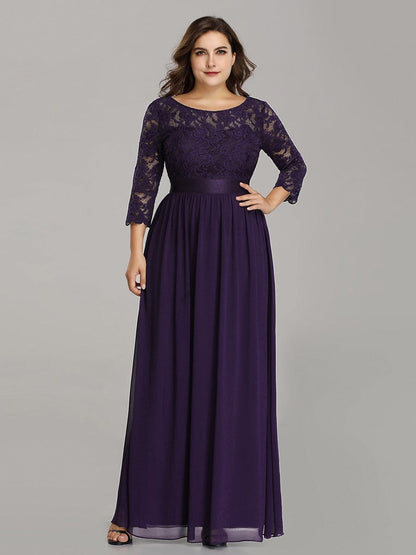 Elegant Long Sleeve Lace Plus Size Bridesmaid Dress