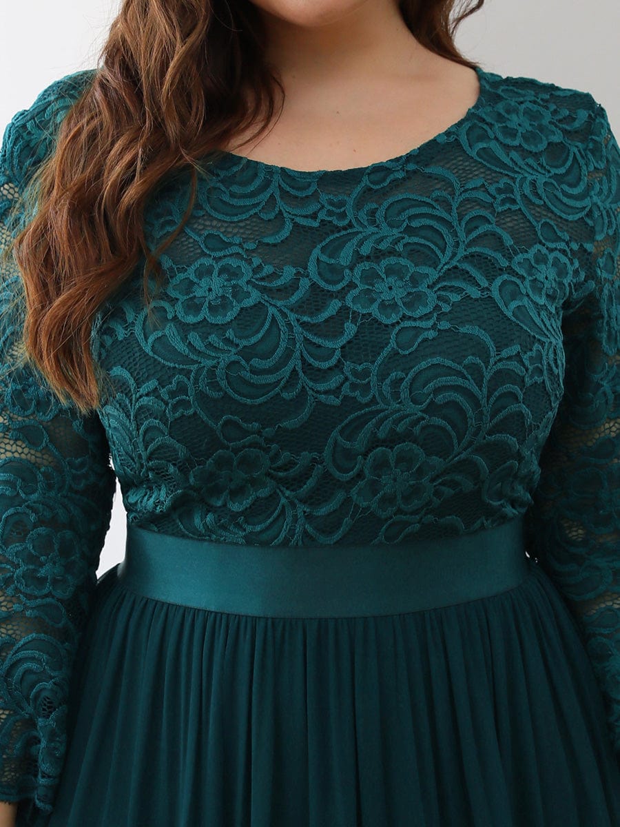 Elegant Long Sleeve Lace Plus Size Bridesmaid Dress
