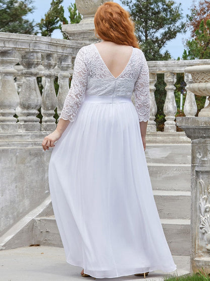 Elegant Long Sleeve Lace Plus Size Bridesmaid Dress