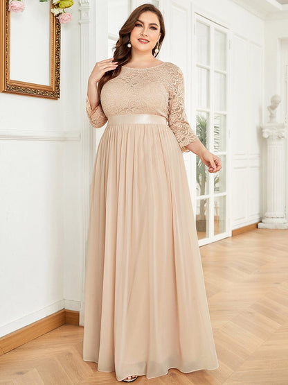 Elegant Long Sleeve Lace Plus Size Bridesmaid Dress