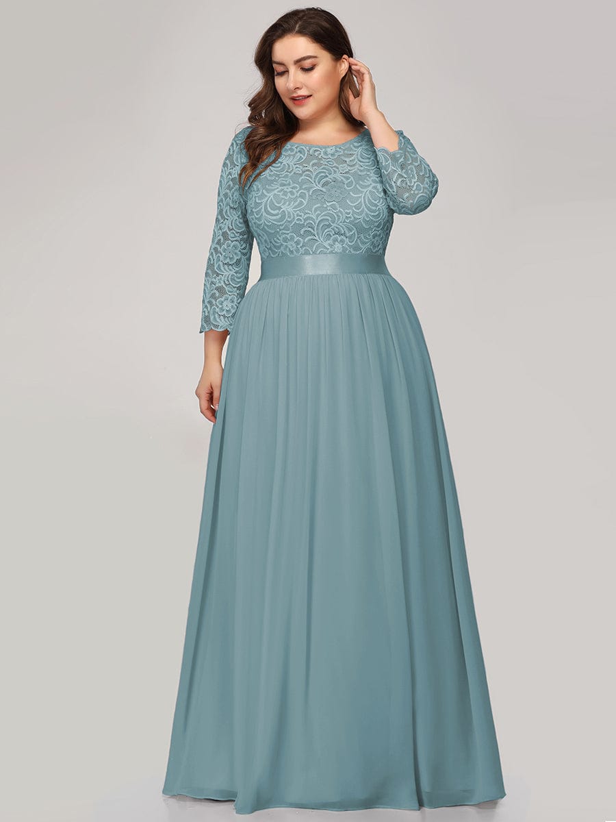 Elegant Long Sleeve Lace Plus Size Bridesmaid Dress