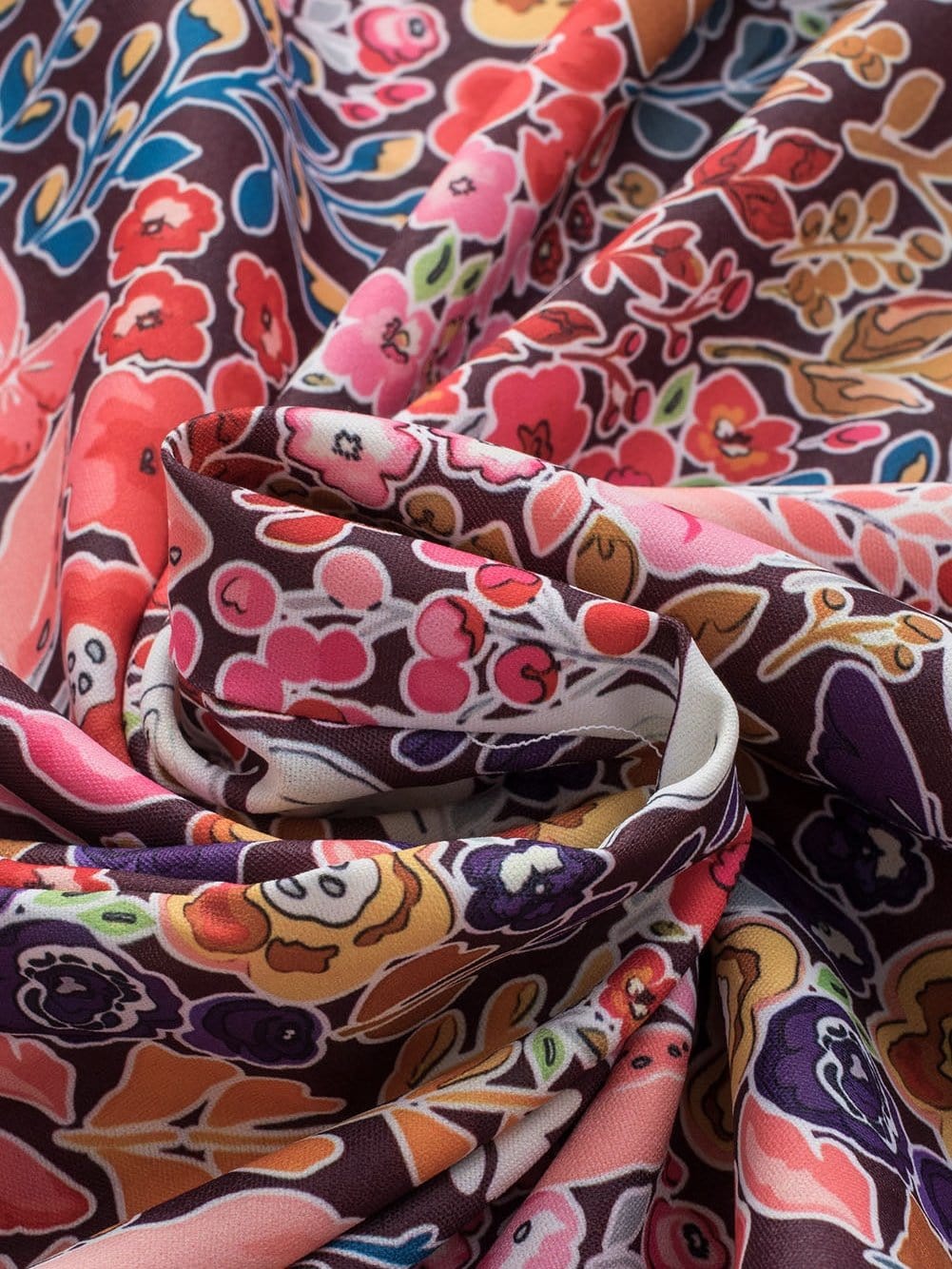 Elegant Multicolored Blossom Shirred Tunic Top