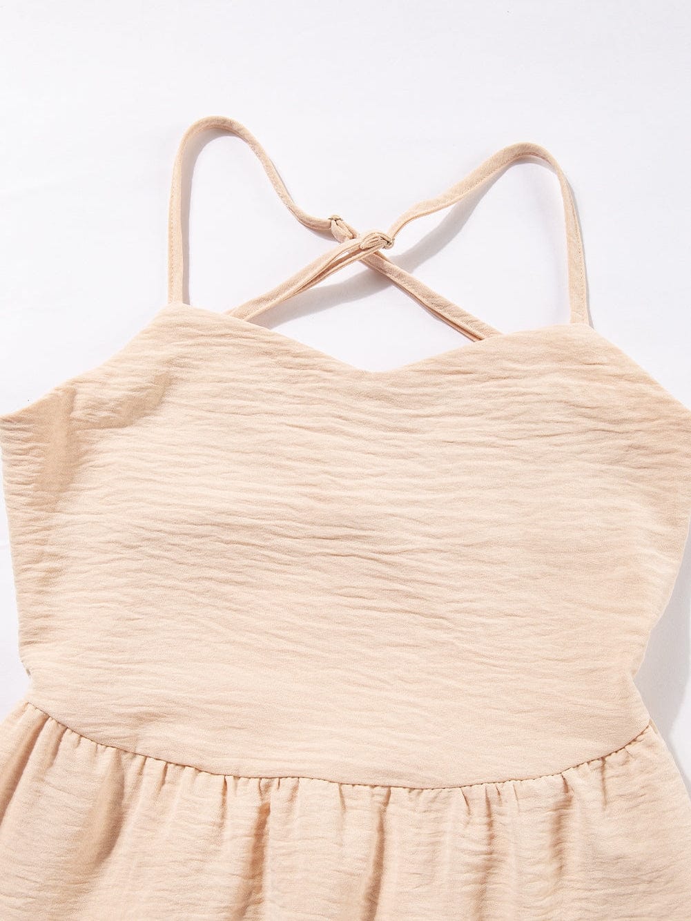 Elegant Oatmeal Tiered Maxi Dress with Crossover Back