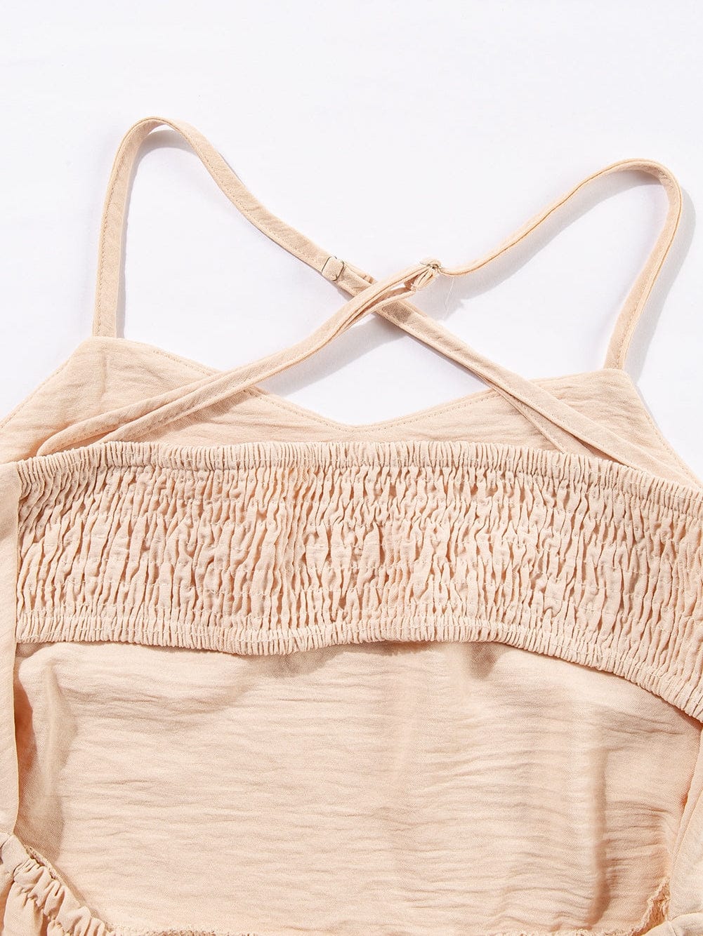 Elegant Oatmeal Tiered Maxi Dress with Crossover Back