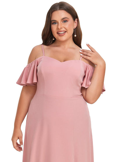 Elegant Off-Shoulder A-Line Sleeveless Knitted Evening Gown