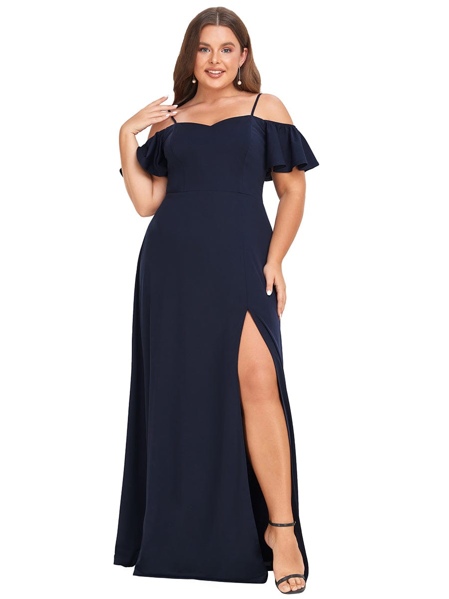 Elegant Off-Shoulder A-Line Sleeveless Knitted Evening Gown