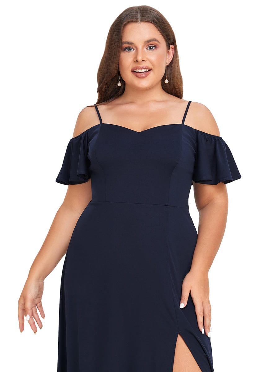 Elegant Off-Shoulder A-Line Sleeveless Knitted Evening Gown