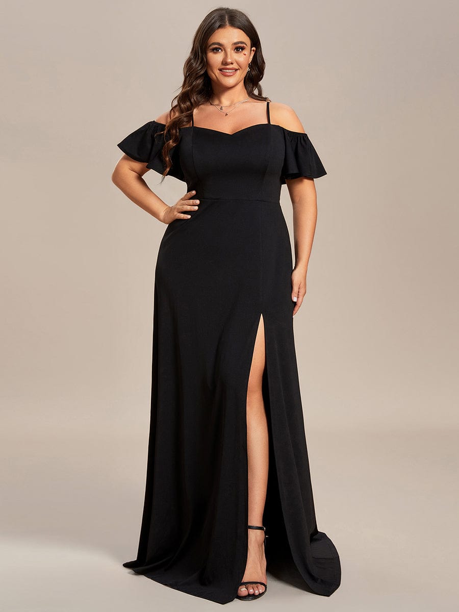 Elegant Off-Shoulder A-Line Sleeveless Knitted Evening Gown