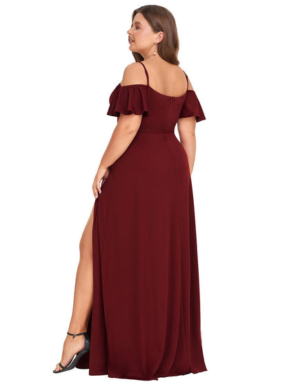 Elegant Off-Shoulder A-Line Sleeveless Knitted Evening Gown