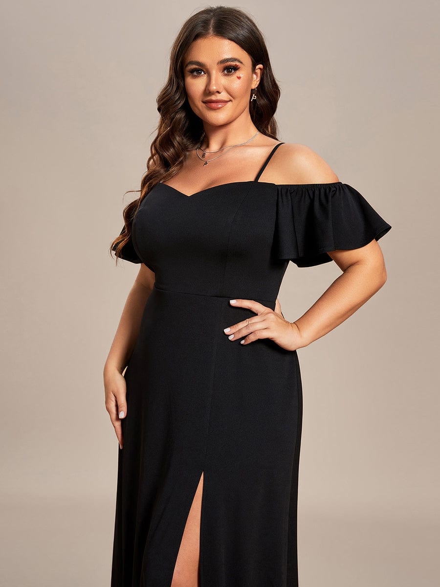 Elegant Off-Shoulder A-Line Sleeveless Knitted Evening Gown