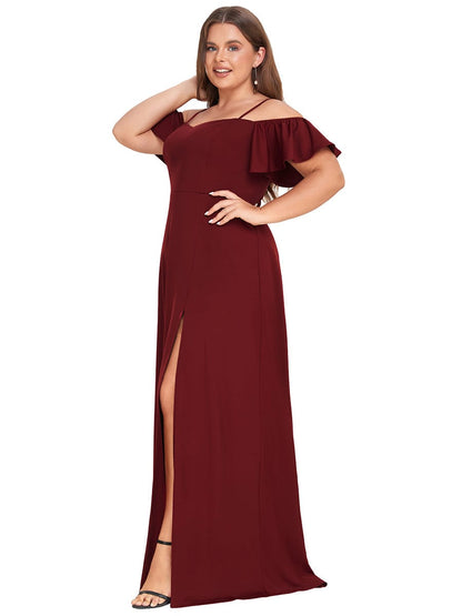 Elegant Off-Shoulder A-Line Sleeveless Knitted Evening Gown