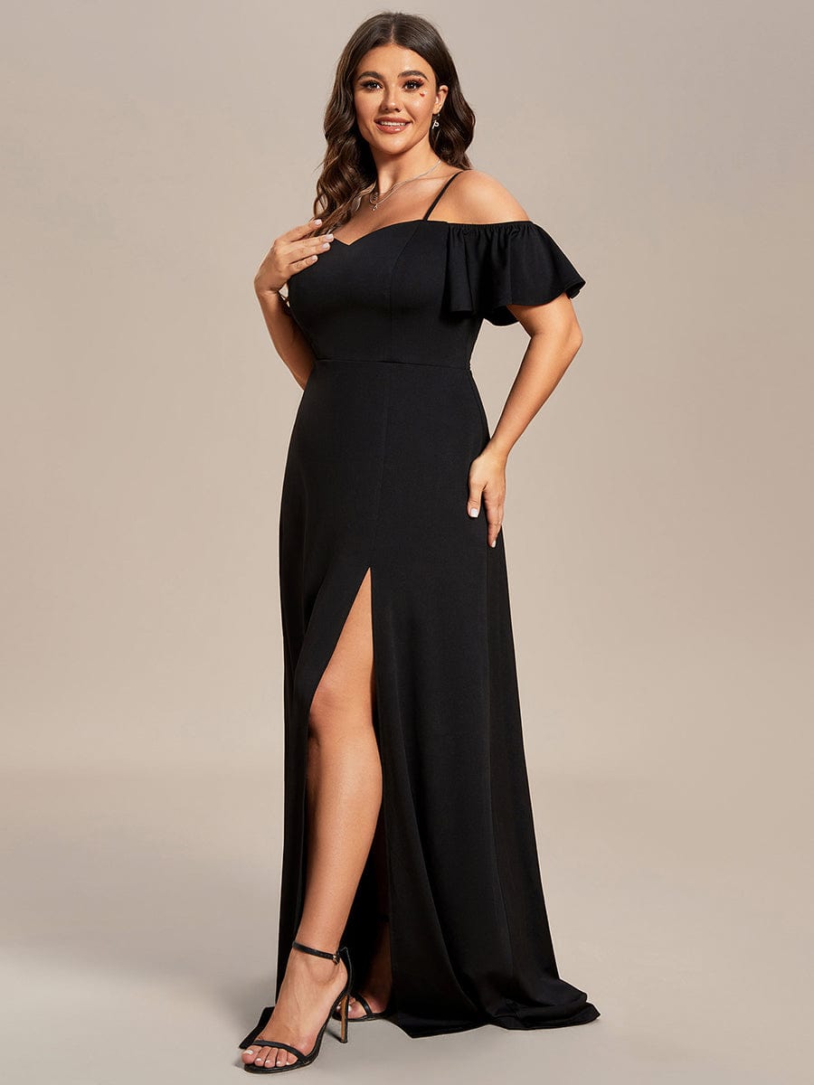 Elegant Off-Shoulder A-Line Sleeveless Knitted Evening Gown