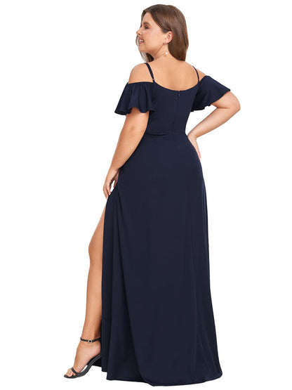 Elegant Off-Shoulder A-Line Sleeveless Knitted Evening Gown