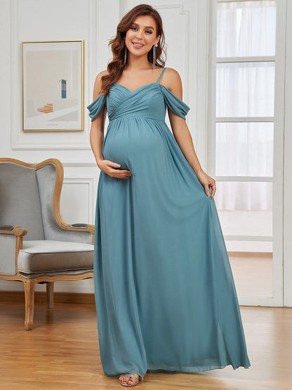 Elegant Off-Shoulder Maternity Dress